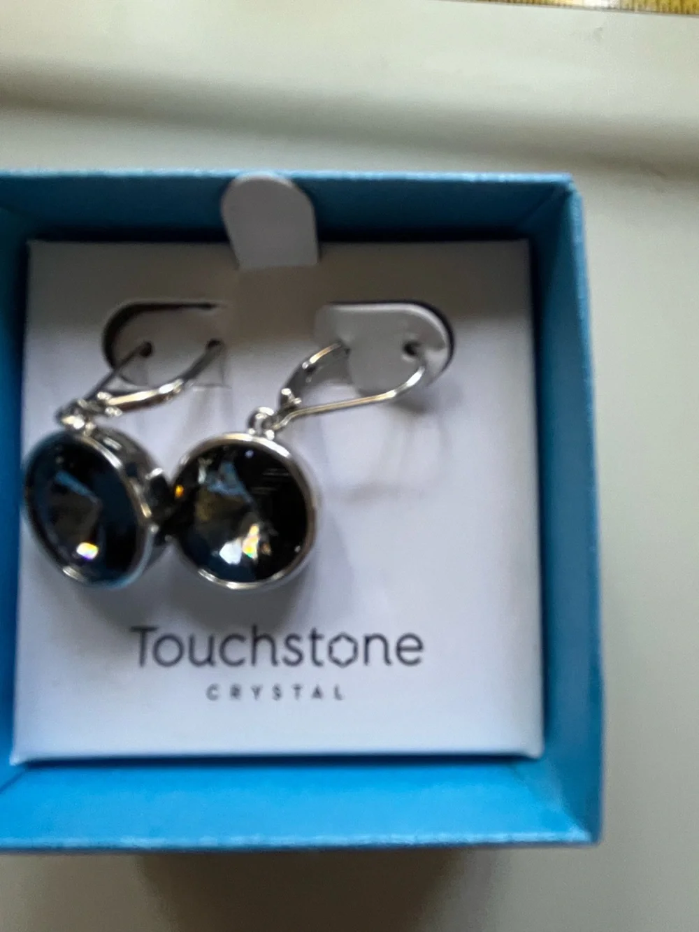 Touchstone Crystal Silver-Tone Earrings with Black Crystals